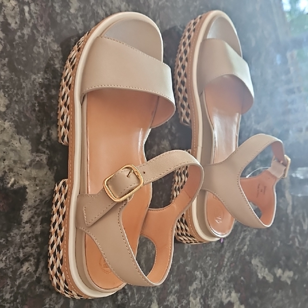 L'amour Des Pieds Tan Espadrille-Inspired Sandals with Adjustable Ankle Strap
